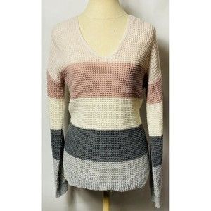 Cloud Chaser Women's Knit Striped Sweater V-neck Size S